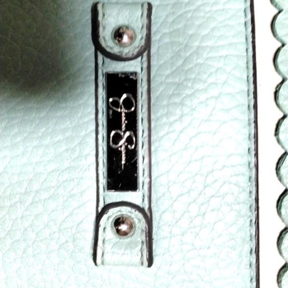 Jessica Simpson Scallop Detail Satchel Shoulder Bag Robin Egg Blue With Pockets - Picture 6 of 7